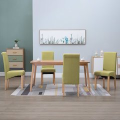 Dining Chair Set of 4 Green Fabric and wood Standard Ergonomic