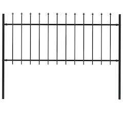 vidaXL Garden Fence with Spear Top Steel 66.9"x31.5" Black, 144924