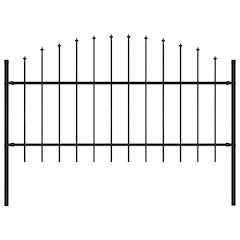 vidaXL Garden Fence with Spear Top Steel 5.6' Black, 144942