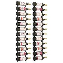 Wall Mounted Wine Racks for 12 Bottles 2 pcs Black Iron