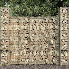 vidaXL Gabion Baskets 3 pcs Galvanized Steel 9.8"x9.8"x77.6", 145088