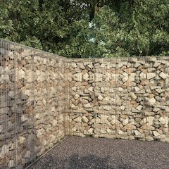 vidaXL Gabion Wall with Cover Galvanised Steel 118.1"x19.7"x78.7", 145090