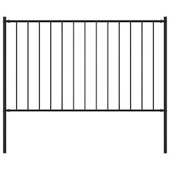vidaXL Fence Panel with Posts Powder-coated Steel 5.6'x4.1' Black, 145211