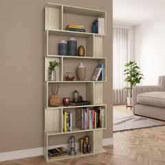 vidaXL Book Cabinet/Room Divider Sonoma Oak 31.5"x9.4"x75.6" Chipboard, 800093