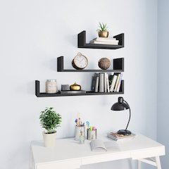 Shelf Set of 3 Gray Engineered wood Various sizes up to 23.6 in