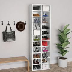 vidaXL Shoe Cabinet White 21.2"x13.3"x72" Chipboard, 800369
