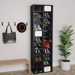 vidaXL Shoe Cabinet Black 21.2"x13.3"x72" Chipboard, 800370