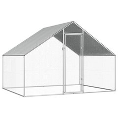 Chicken Cage Silver frame + gray roof Galvanized steel, PE roof