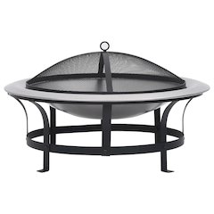 vidaXL Outdoor Fire Pit with Grill Stainless Steel 29.9"