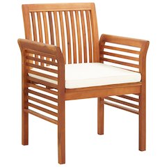 Dining Chair Brown frame and cream cushion Solid acacia wood