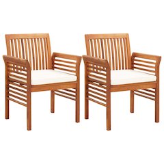 Dining Chair Set of 2 Brown Solid acacia wood Medium