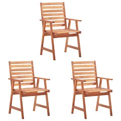 Outdoor Chair Set of 3 Natural wood Solid acacia wood One Size