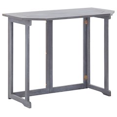 Balcony Table Grey Solid Acacia Wood 35.4 x 19.7 x 29.1 in