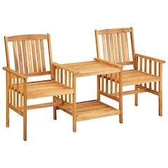 Bistro Set Natural wood color Solid Acacia wood Standard Durable
