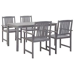 Outdoor Dining Set Grey Solid Acacia Wood Medium Durable