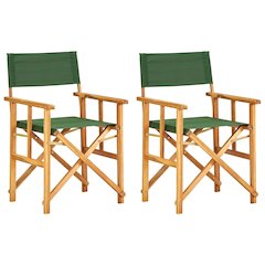 Chair Set of 2 Natural wood color and green