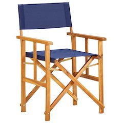 Chair Natural wood color, Blue Solid acacia wood, Polyester