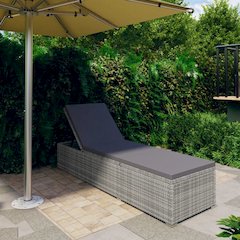 vidaXL Sun Lounger with Cushion Poly Rattan Gray, 46220