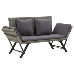 Outdoor Sun Bed Grey rattan Poly Rattan 69.3 in