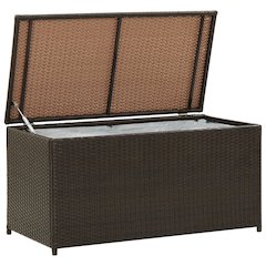 Outdoor Storage Box Brown Polyethylene rattan, Powder-coated steel