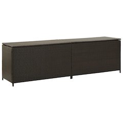 Storage Chest Brown Poly Rattan and Powder-Coated Steel