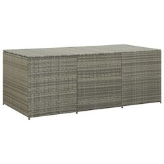 Storage Chest Grey PE Rattan, Powder-Coated Steel Large