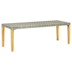 Garden Bench Grey + natural wood color Poly rattan, solid acacia wood