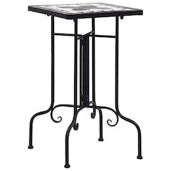 Side Table Black and White Iron Small Durable Mosaic Side Table