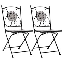 Garden Chair Set of 2 Grey Powder-coated steel and ceramic
