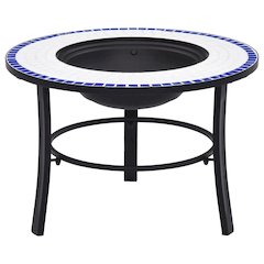 vidaXL Mosaic Fire Pit Blue and White 26.8" Ceramic, 46720