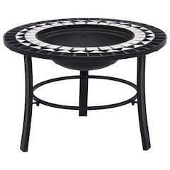 vidaXL Mosaic Fire Pit Black and White 26.8" Ceramic, 46721