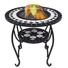 vidaXL Mosaic Fire Pit Table Black and White 26.8" Ceramic, 46725