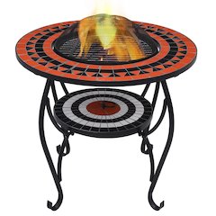 vidaXL Mosaic Fire Pit Table Terracotta and White 26.8" Ceramic, 46726