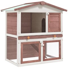 Rabbit Hutch Brown Solid pine wood, Powder-coated iron wire, Plywood