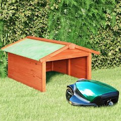 Lawn Mower Garage Brown, Green Solid Firwood, Plywood Medium