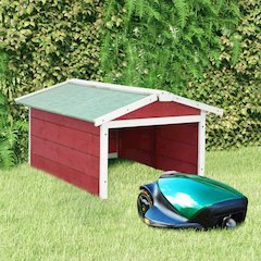 Lawn Mower Garage Red and White Solid Firwood, Plywood Medium