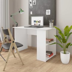 Desk White Engineered wood Compact Desk Rectangular Modern