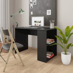Desk Black Engineered Wood 43.3x23.6x28.7 in Desk Rectangular