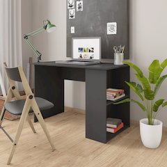 Desk Gray Engineered Wood Medium Desk Rectangular Modern