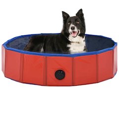 Dog Swimming Pool Red PVC 31.5 x 7.9 in Collapsible