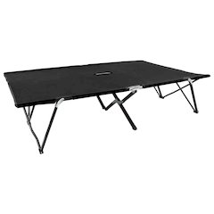 Sun Lounger Black Steel frame Double Foldable Sun Lounger