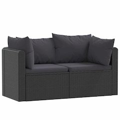 Garden Sofa Black Poly Rattan Medium Modular Garden Sofa