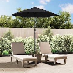 Garden Parasol Black and dark grey Aluminum, Polyester Medium