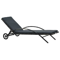 Sun Lounger Anthracite PE rattan 78.7 in long and 25.6 in wide