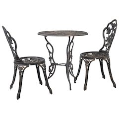 Bistro Set Bronze Cast Aluminum Compact Durable Bistro Set