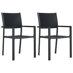 Garden Chair Set of 2 Black Plastic and steel Standard