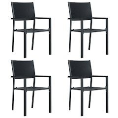 Garden Chair Set of 4 Black Plastic, Steel Standard Lightweight
