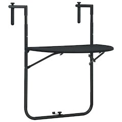 Balcony Table Black Plastic 23.6x25.2x32.9 in Foldable