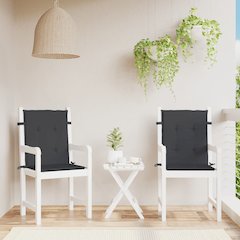 Lowback Chair Cushion Set of 2 Black Oxford fabric (100% polyester)
