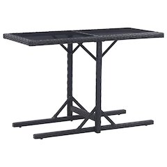 Outdoor Table Black Poly rattan, powder-coated steel, glass